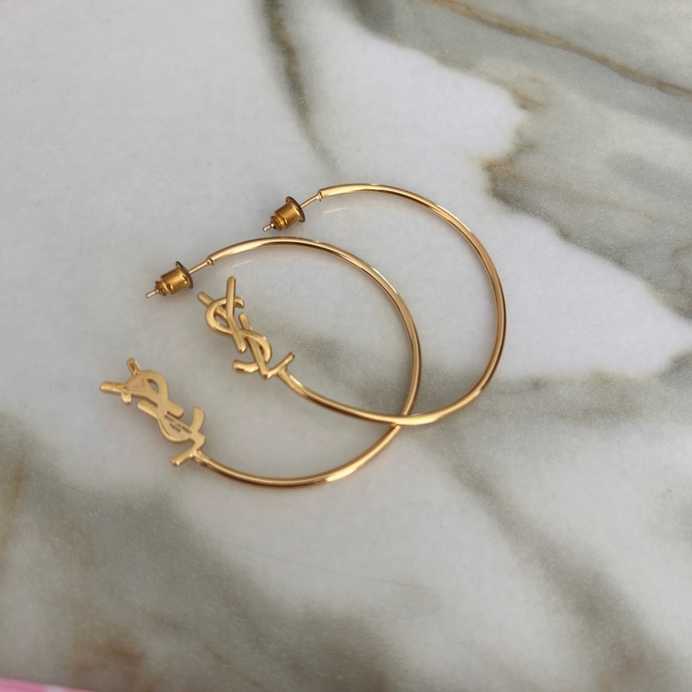 Yves Saint Laurent Hoop Earrings STAMPED EUC - Picture 4 of 6